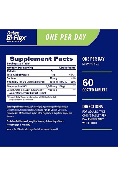 Osteo Bi-Flex Osteo BiFlex One Per Day Glucosamine Joint Shield Dietary Supplement, 60 Count