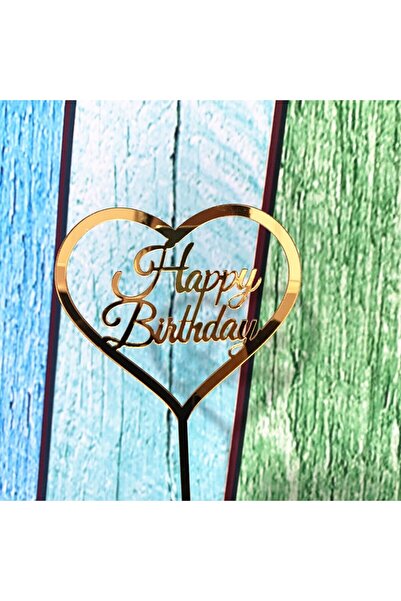 Flippy Cake Topper Decoration, Flippy, Heart Pattern, Happy Birthday, Anniversary, Gold