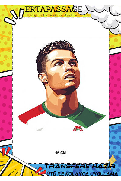 ErTaPassage Cristiano Ronaldo DTF Transfer Baskı – Ütüyle Yapışan – Tişört İç...