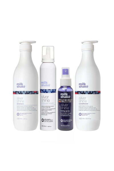 Milkshake Milk Shake Silver Shine Set - Shampoo 1000ml, Conditioner 1000ml, Cream 200ml, Tonic 100ml