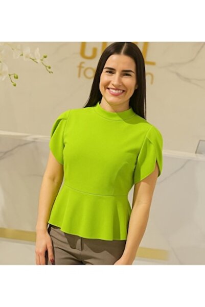 OEM Mint green blouse with cut-out back and decorative bow, size XS-S INTL