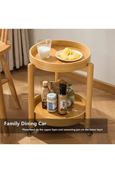 HXDream Double Layer Coffee Table,Round Side table with Universal heels,Suitable for living room,Dining room