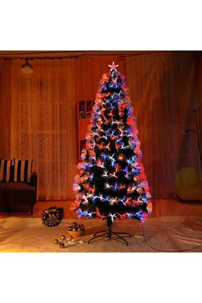 OEM Brad artificial cu fibra optica multicolora si LED-uri, suport metalic, 1...