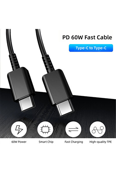 Voltres USB-C to USB-C 60W data and charging cable, Super Fast Charge, Ultra Fast Charging, 1m, Black