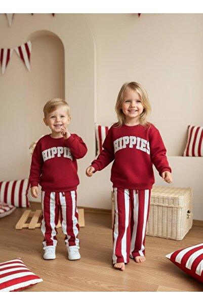 cgboutiquestylekids Cg Kids Chippies Kabartma Baskılı Kız - Erkek Çocuk 3 iplik Alt Üst Takım Süper Kalite Fırçalı Kuma