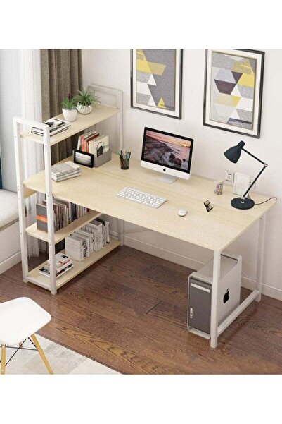 ZUIHAO Home Office Writing Computer Desk Modern Simple Study Table with Bookshelf 110x56x110cm