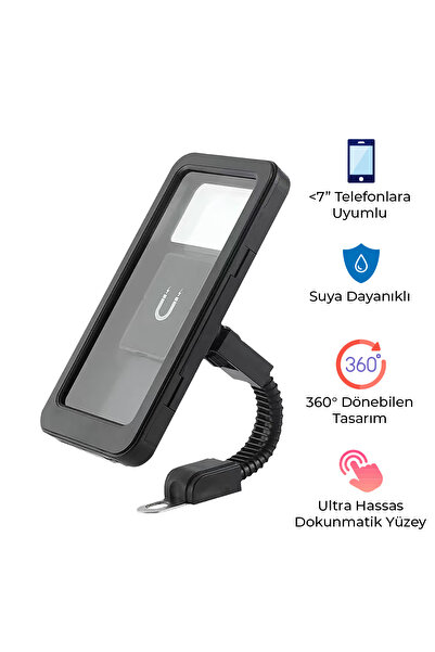 Bood BoodMT-41 Motosiklet Telefon Tutucu | Suya Dayanıklı, 360° Döner, 7″-e K...