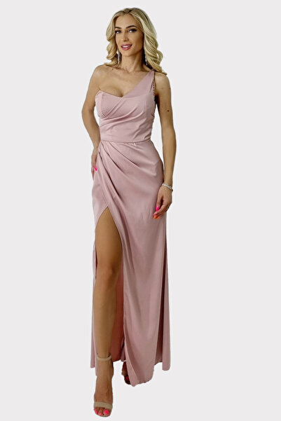 FashionForYou Rochie lunga Sharron, cu slit amplu pe picior si bretea pe un u...