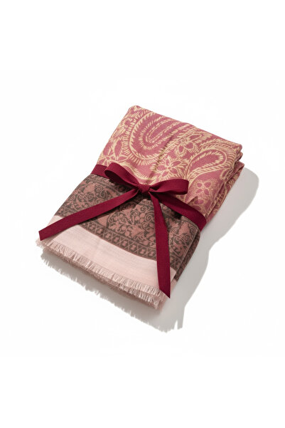 Işıldayan Kutular Colorful Patterned Shawl Pink Color - Comes with Gift Box
