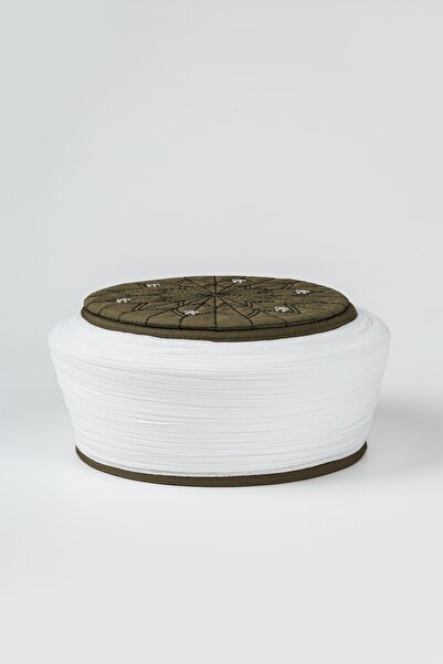 Sarıkhane Student Wrap - White Fabric - Green Headscarf - Plain Wrap - Bird's Eye - 7 Meters