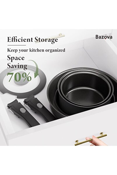 Generic Bazova 17-Piece Non-Stick Ceramic Cookware Set, Healthy & Non-Toxic, Removable Handles