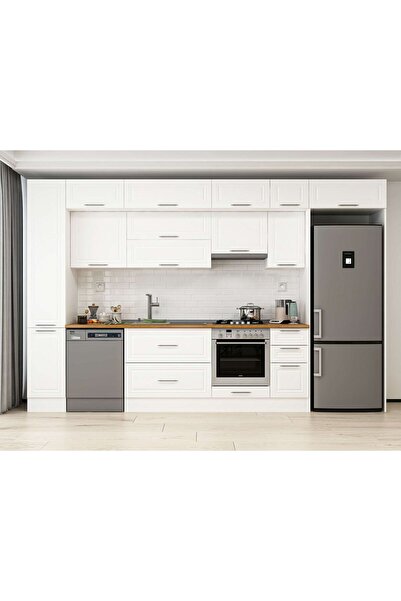 Alvinka 360X240 Cm Klasik Mebran Mutfak Dolabı Beyaz Mbb-E80B40S40-1 Mebran |...