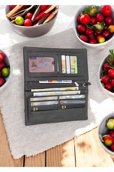 HASSION - Women's leather wallet R65, gray