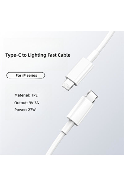 Voltres USB-C to Lightning Data and Charging Cable, iPhone Cable, Fast Charge 27W, 1m, White