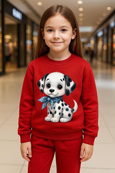 playwear Sweatshirt Eşofman Takımı FİYONKLU KÖPEK DESENLİ 3-4-5-6-7-8-9-10-11-12 YAŞ