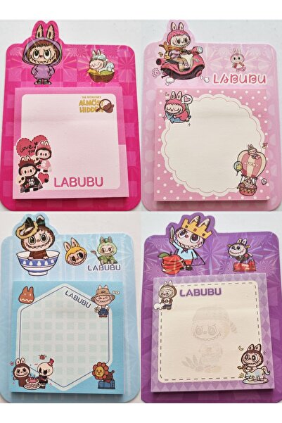 Modellino 4 قطع 4 ألوان/أنماط من ورق ملاحظات لاصق لابوبو بوستيت 50×4/200 ورقة 70×80 ملم