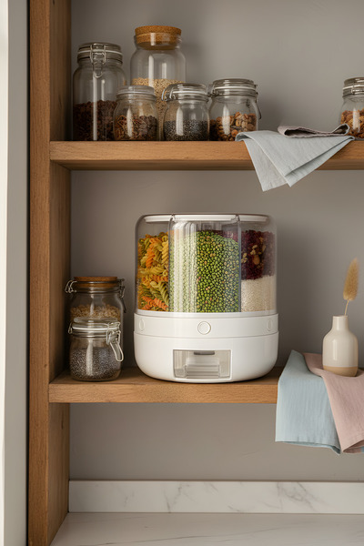 ZURİ DESİGN Zuri 6 Compartment Smart Grain and Legume Dispenser - Dry Food and Legume Storage Container 6 Lt