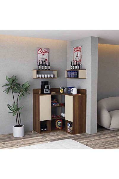 Stylish Home ركن قهوة زاوية بني وبيج فخم - RC05