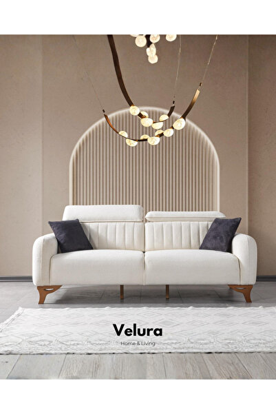 Velura Home & Living Azra Üçlü Kanepe & 3'lü Koltuk - Krem