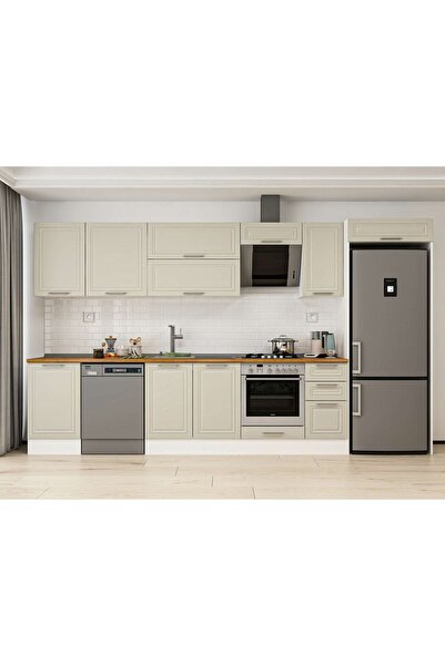 Alvinka 380X222 Cm Klasik Mebran Mutfak Dolabı Beyaz Mb-E90S50S40-2 Mebran | ...