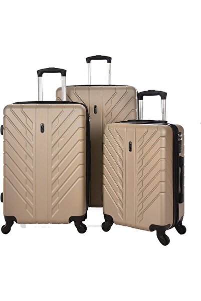 Track مجموعة حقائب سفر من 3 قطع، مقاس 28/24/20 بوصة، لون الشمبانيا، مصنوعة من مادة أكريلونتريل بوتادين ستايرين (ABS)