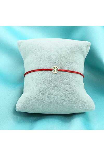 Bijuteria SORELLY Brățară din aur de 14k cu semnul păcii și dungi roșii