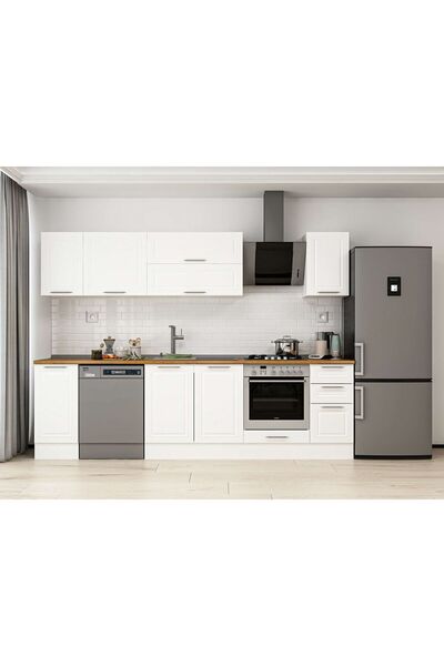 Alvinka 280X210 Cm Klasik Mebran Mutfak Dolabı Beyaz Beyaz M-E80S40S40-2 Mebr...