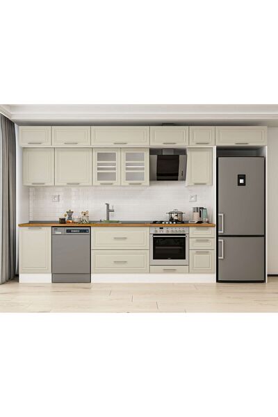 Alvinka 380X240 Cm Klasik Mebran Mutfak Dolabı Beyaz Mb-E90S50S40-3 Mebran | ...