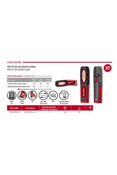 İzeltaş 14000005386 400 Lümen Cob Led Çalışma Lambası