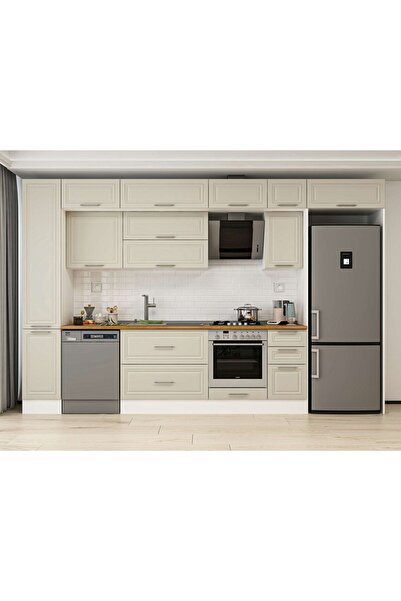 Alvinka 370X240 Cm Klasik Mebran Mutfak Dolabı Beyaz Beyaz Mbb-E90B40S40-2 Me...