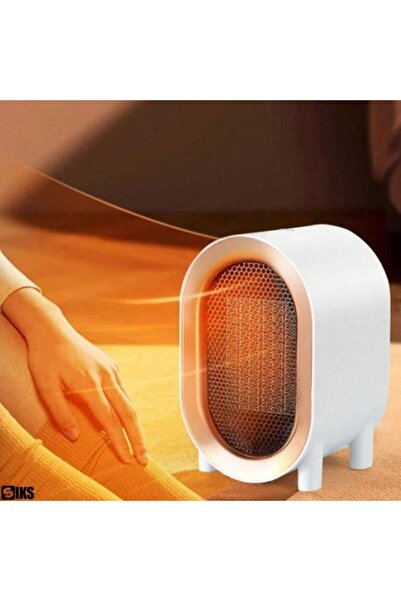 SIKS Warm Air Heater, Electric, Mini Heater, Portable, Fast Heating 1200W, Thermostat, White/Orange