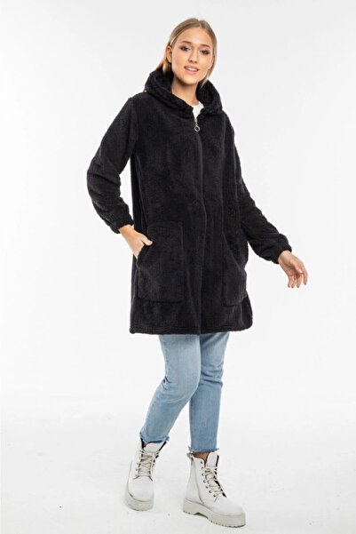 KSV Collection Women's Black Zippered Plush Wellsoft Cardigan