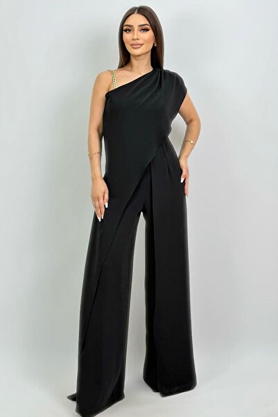 FEVER Tek omuzu zincir detaylı asimetrik tulum