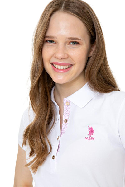 U.S. Polo Assn. Γυναικείο λευκό μπλουζάκι Basic Polo με λαιμόκοψη