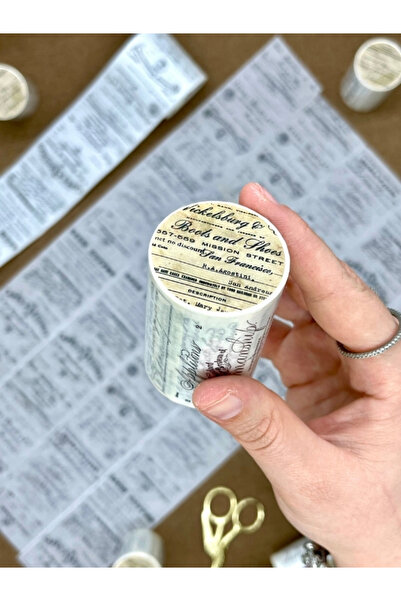 Kağıt Gemi Dükkan Vintage Kraft 2m*6cm Washi Bant/Eski Kağıt Mektup Desenli B...