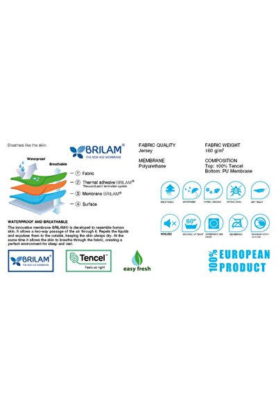 DREAM ON EU Premium Tencel waterproof mattress protector, 180 X 200 x 30, 100% cotton