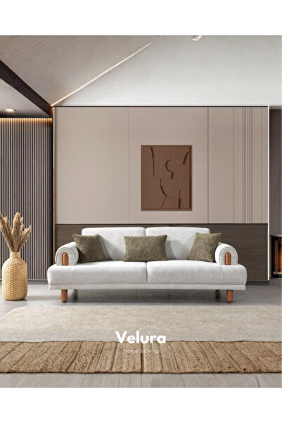 Velura Home & Living Salda Üçlü Kanepe & 3'lü Koltuk - Kırık Beyaz