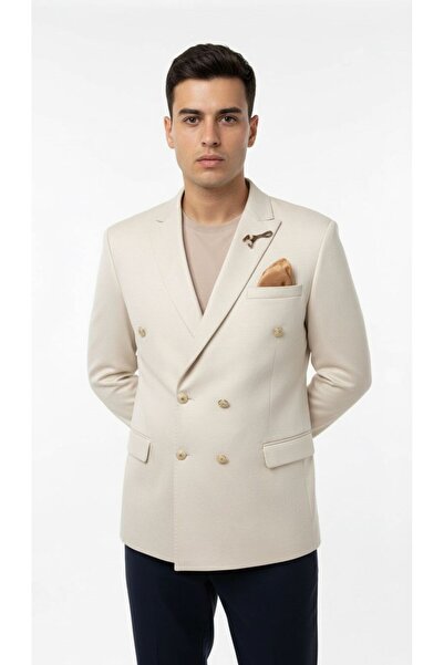 Plus Scorpion Erkek Suet Blazer Ceket – Şık Düğmeli Takım Elbise Üstü Slim Fit Model