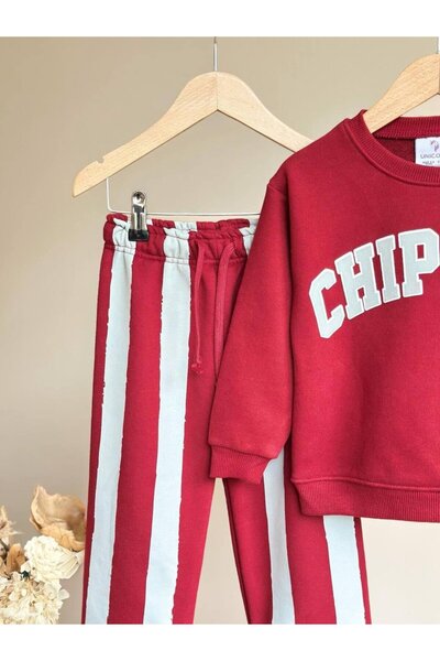 cgboutiquestylekids Cg Kids Chippies Kabartma Baskılı Kız - Erkek Çocuk 3 iplik Alt Üst Takım Süper Kalite Fırçalı Kuma