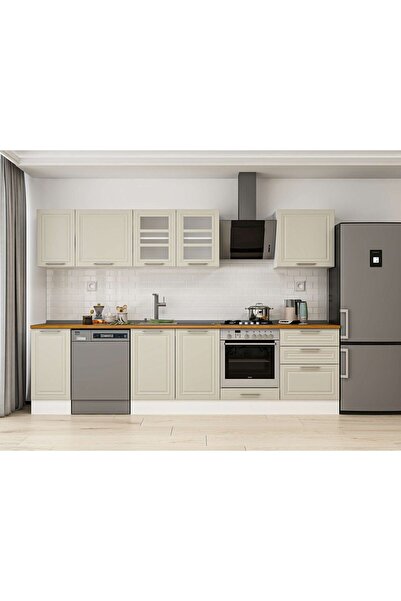 Alvinka 300X210 Cm Klasik Mebran Mutfak Dolabı Beyaz M-E80S40S60-3 Mebran | Kumtaşı - Suntalam