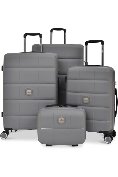 Track 4-Piece Luggage Set, Hard PP, 360° Wheels (L Grey)