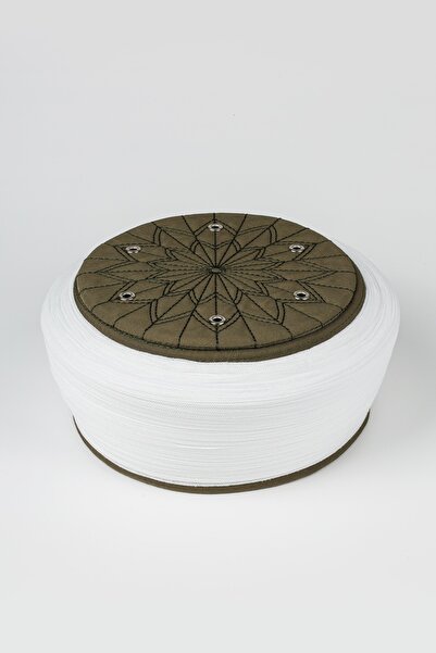 Sarıkhane Student Wrap - White Fabric - Green Headscarf - Plain Wrap - Bird's Eye - 7 Meters