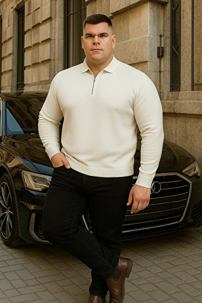 Maccali Ανδρικό φούτερ με φερμουάρ σε μεγάλο μέγεθος, βασικό λευκό