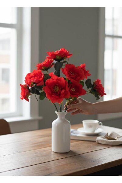 Nettenevime Yapay Çiçek Kırmızı 10lu Gül Demeti 40*30cm