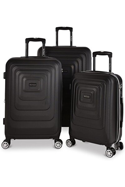 New Travel مجموعة حقائب سفر صلبة من ABS مكونة من 3 قطع (20/24/28) - أسود