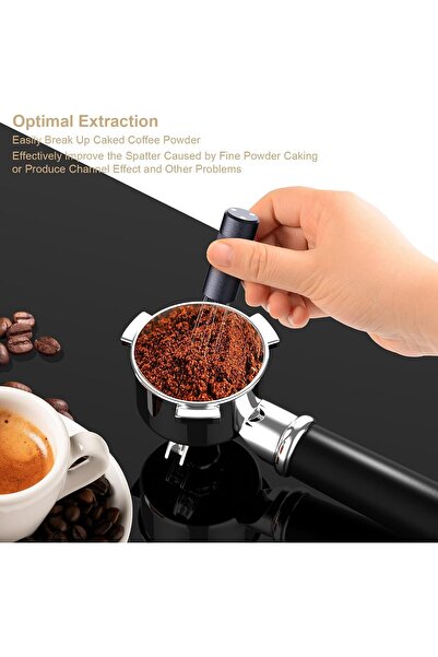 Generic RSNMocha WDT Espresso Distribution Tool with Magnetic Stand, 6x 0.25mm SS Needles, Light Black