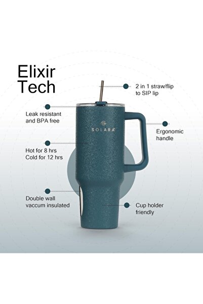 SOLARA Elixir 40oz (1200ml) Insulated Stainless Steel Tumbler with Lid & Straw - Bezel