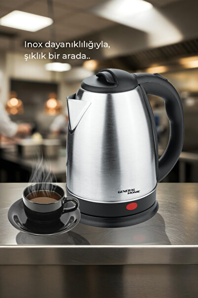 General Home Kt-02 Inox Water Heater Kettle 1.8 L–1700 W |   Stainless Steel Body, Hidden Resistance, Automatic Shut-Off