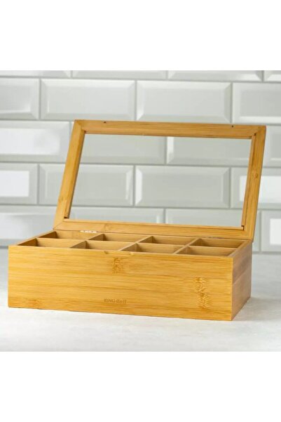 Kinghoff Бамбуков контейнер, кутия за съхранение на пакетчета чай, 30x19x9,5 см