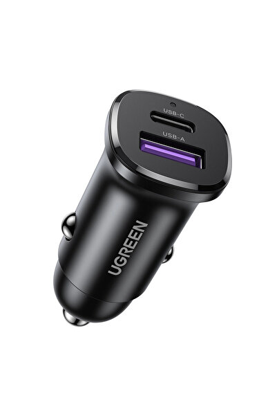 Ugreen 30W 2 Portlu Araç İçi Şarj Cihazı Çakmaklık Adaptörü, 25845